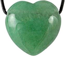 UDIG Edelstein Herz Anhänger, 3 cm mit Lederband, Edelsteinherz Herzanhänger Farbe wählbar Herzchen (Aventurin grün) von UDIG