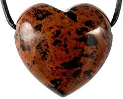 UDIG Edelstein Herz Anhänger, 3 cm mit Lederband, Edelsteinherz Herzanhänger Farbe wählbar Herzchen (Mahagoni Obsidian) von UDIG