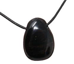 UDIG Edelstein Obsidian Tropfen Anhänger, Kristall mit Lederband Edelsteinanhänger (Obsidian) von UDIG