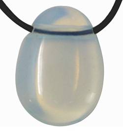 UDIG Edelstein Opalglas Tropfen Anhänger, Kristall mit Lederband Edelsteinanhänger (Opalglas) von UDIG