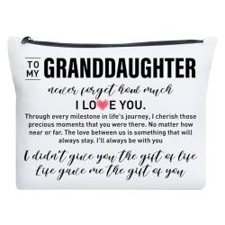 UDNADKEX Enkelin Geschenk von Oma Oma Opa Weihnachten Geburtstag Abschlussgeschenk für Enkelin Make-up-Tasche Never Forget How Much I Love You, Mehrfach von UDNADKEX