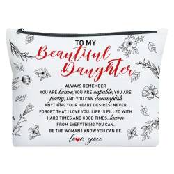 UDNADKEX Geschenk für Tochter von Mutter, Vater, Weihnachten, Geburtstag, Abschlussgeschenk für Tochter von Mutter Vater, Make-up-Tasche, inspirierende Geschenke für Tochter, Be The Woman I Know You von UDNADKEX