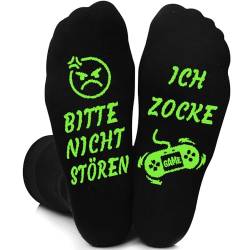 Bitte Nicht Stören Ich Zocke Socken mit Spruch, Zocken Socken Gaming Socken Lustige Geschenke für Männer Gamer, Witzige Socken Zocker Geschenk Coole Sachen für Teenager Jungs Mädchen Bruder Geburtstag von UEOTO