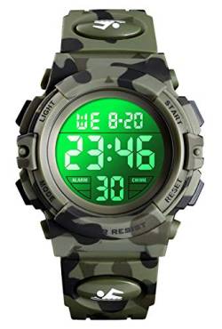 Digitaluhr für Jungen, wasserdichte Sport Uhr Kinder Uhren mit Wecker/Stoppuhr/12-24H, Elektronische Kinderuhren LED Armbanduhr für Junior Teenager (Green) von UEOTO