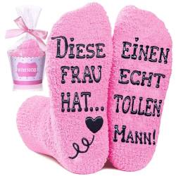 Hochzeitstag Geschenke für Frauen Stoppersocken, Socken mit Spruch DIESE FRAU HAT EINEN ECHT TOLLEN MANN Lustige Geschenke für Pärchen, Witzige Socken Paar Valentinstag Jahrestag Geschenk für Sie von UEOTO