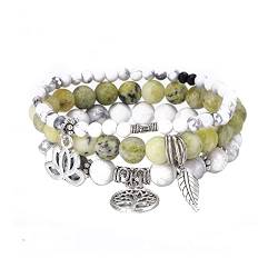 UEUC Baum des Lebens Yoga Heilstein Armbänder, mehrschichtige Lotus Chakra Stein Reiki Armband Sets, Angst Kristall Naturstein, für Frauen Stressabbau(#92) von UEUC