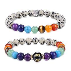 UEUC Chakra-Armbänder für Frauen, Yoga 7 Chakra-Kristalle, Edelstein-Armband, 8 mm Kristall-Meditations-Energieausgleichsarmbänder(#31) von UEUC