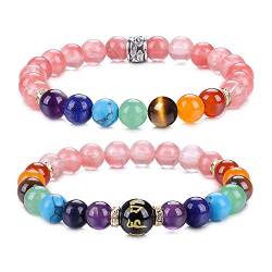 UEUC Chakra-Armbänder für Frauen, Yoga 7 Chakra-Kristalle, Edelstein-Armband, 8 mm Kristall-Meditations-Energieausgleichsarmbänder(#37) von UEUC