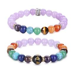 UEUC Chakra-Armbänder für Frauen, Yoga 7 Chakra-Kristalle, Edelstein-Armband, 8 mm Kristall-Meditations-Energieausgleichsarmbänder(#74) von UEUC