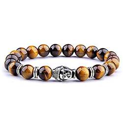 UEUC Tibetisches Buddha-Armband, echte Natursteine 0,8 cm Tigerauge Yoga-Armband, lässiges Armband für Damen und Herren(#A) von UEUC