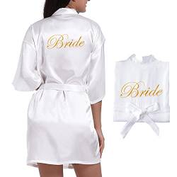 UFLF Damen Morgenmantel Satin Bademantel Bride Kimono V Ausschnitt Nachtwäsche für Braut Brautjungfern Hochzeit Party von UFLF