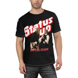 Status%Rock Band Herren Oversized T-Shirt, Mode grafisches Rundhals-Shirt mit kurzen Ärmeln, Hip-Hop-Streetwear Tee Tops XL von UGANI