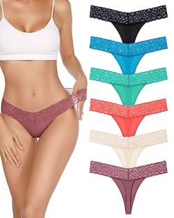 UGDUCK String Tanga Damen Sexy Tanga Spitze Atmungsaktiv Strings Set für Frauen Mehrpack String Tanga Damen Set Unterhose Spitze Unterwäsche 6er Pack von UGDUCK