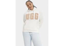 Kapuzensweatshirt UGG "W REY UGGFLUFF LOGO HOODIE" Gr. L (40), weiß Damen Sweatshirts von UGG Australia