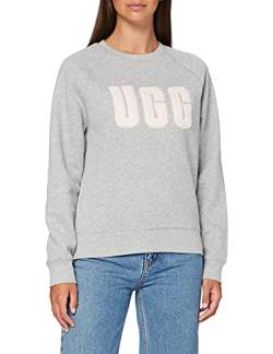 UGG Damen Madeline Fuzzy Logo Rundhalsausschnitt Pullover, Grey Heather/Sonora, XS von UGG