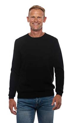 UGHOLIN Herren Pullover 100% Kaschmir Rundhalsausschnitt 2-fädig L Schwarz von UGHOLIN