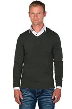 UGHOLIN Herren Pullover 2 in 1 mit Weiß Hemd Einsatz - Dunkelgrau M von UGHOLIN