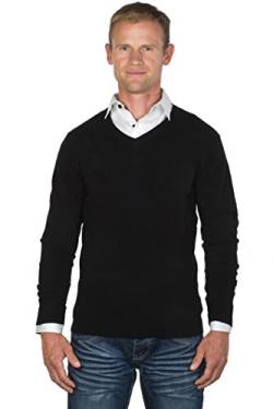 UGHOLIN Herren Pullover 2 in 1 mit Weiß Hemd Einsatz - Schwarz L von UGHOLIN