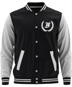 Mein Leben Frankfurt Herren College Jacke | Skyline Hoodie Stadt Frankfurt Jacke Utra Sport Fussball | Schwarz FB (L) von UGLYSHIRT