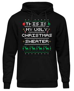 My Ugly Christmas Sweater Herren Kapuzenpullover | Weihnachten Pullover Weihnachtsmann Funny Xmas Hoodie Christmas | Schwarz (4XL) von UGLYSHIRT