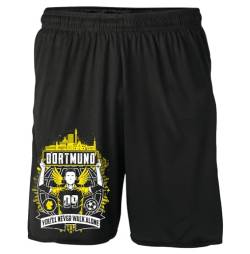 UGLYSHIRT Dortmund Forever Shorts | Dortmund Kurze Hose Ruhrpott Stadt City Dortmund Skyline Hose Sport | Schwarz (XXL) von UGLYSHIRT