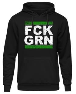 UGLYSHIRT FCK GRN Herren Kapuzenpullover | Anti Grün Demo Pullover Widerstand Hoodie Politik Anti Klimaaktivist | M1 Schwarz (S) von UGLYSHIRT