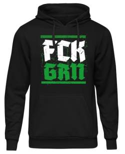 UGLYSHIRT FCK GRN Herren Kapuzenpullover | Anti Klimaaktivist Anti Grün Demo Pullover Widerstand Hoodie Politik | M2 Schwarz (XXL) von UGLYSHIRT