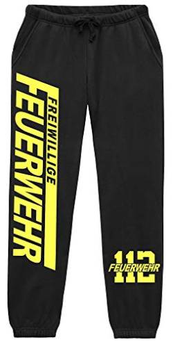 UGLYSHIRT Feuerwehr Herren Jogginghose | Logo 112 FFW Freiwillige Feuerwehr Hose | M4 (M) von UGLYSHIRT