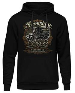 UGLYSHIRT Moonshine Express Herren Kapuzenpullover | Outlaw Pullover Prohibition Glass Whiskey Hoodie XXX Geschenk Schnaps | M3 Schwarz (M) von UGLYSHIRT