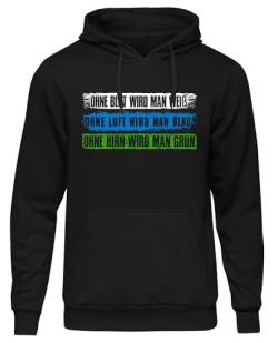 UGLYSHIRT Ohne Hirn Grün Herren Kapuzenpullover | Anti Grün Pullover Demo Hoodie Widerstand Politik Anti Wo Recht Zu Unrecht Wird | Schwarz (M) von UGLYSHIRT