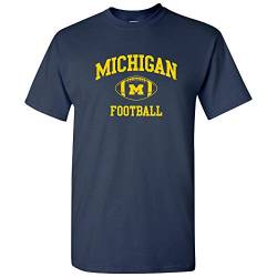 NCAA T-Shirt mit klassischem Fußballbogen, Team-Farbe, College, Universität, Michigan Wolverines Navy, Mittel von UGP Campus Apparel