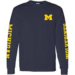 NCAA Double Sleeve Print, Team-Farbe, Langarm, College, Universität, Herren, Michigan Wolverines Navy, XX-Large von UGP Campus Apparel