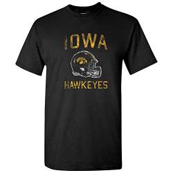 NCAA Faded Football Helm, Team Color T-Shirt, College, Universität, Iowa Hawkeyes Schwarz, XL von UGP Campus Apparel
