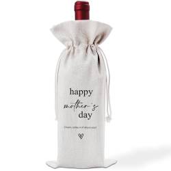 UHADRE Weintasche "Happy Mother's Day", Mama weiß am besten, Geschenk Weinhülle für Muttertag, Cheers Today Is All About You, Muttertagsgeschenkideen JD25 von UHADRE
