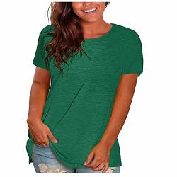 UHouse Outlet Angebote Damen Tshirt Fashion Einfarbige Blusen & Tuniken Freizeit Baumwolle Oberteil T-Shirt Große Größen Einfarbig Tee T-Shirt Frau Rundhals Casual Hemd Damenmode Sale Grün XL von UHouse