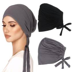 Frauen Undercap Hijab Turban Damen Unterschal Hijab, Frauen Muslimischen Kopftuch Beanie, Islamische Muslimische Hijab Cap mit Tie Back Solid Color Hijab Mütze Schlafmütze Kopftuch Chemo von UICCVOKK
