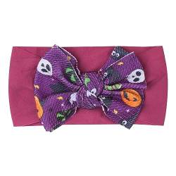 Baby Mädchen Schleifen Stirnband Kleinkind Halloween Kürbis bedruckte Schleife Haarbänder Baby Turban Stirnband Säugling Mädchen Baumwolle Stirnbänder (Lila, Einheitsgröße) von UIFLQXX