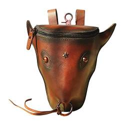 Head Layer Leder Leder Gürteltasche Herren Retro Cool Kuh Kopf Hängende Tasche Tragen Taille Gürtel Handytasche Leder Bull Head Fanny Pack Telefon Fall Taille Packs für Telefon, wein, Einheitsgröße von UIFLQXX