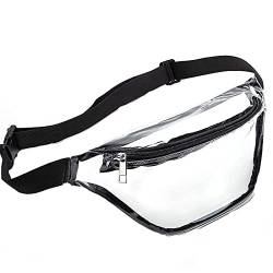 Hüfttasche Clear Fanny Pack Frauen Kleine Klare Hüfttasche Nette Hüfttasche mit Verstellbarem Gurt Klare Tasche Stadion Genehmigt Umhängetasche Männer, Schwarz , Einheitsgröße, Duffel Rucksäcke von UIFLQXX