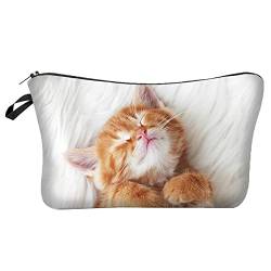 Katze 3D Gedruckt Europäische und Amerikanische Kosmetiktasche Handtasche Damen Lagerung Waschtasche Große Tote Frauen Geldbörse Klassische Lange Reißverschluss Brieftasche, e, Einheitsgröße von UIFLQXX