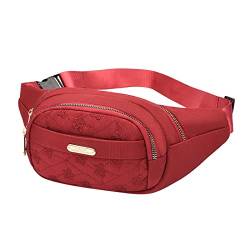 Kuriertasche für Damen, lässige Umhängetasche, Büchertasche für Schule, Reisen, Camping, Schultertaschen, Bauchtasche, Herren, Laufgürtel, Hüfttasche, rot, Einheitsgröße von UIFLQXX