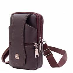 Leder Handytasche Männer Gürteltasche Multifunktionale Handy Gürteltasche Männer Taschen Schulter Kleine Umhängetasche und Umhängetasche, coffee, Einheitsgröße, Duffel Rucksäcke von UIFLQXX