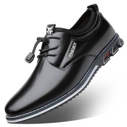 UIKGITP Klassische Sportschuhe Herren Anzug Oxford Derby Schnürsenkel Hochzeit Arbeit Party Kleidung Loafers (Schwarz, 43) von UIKGITP