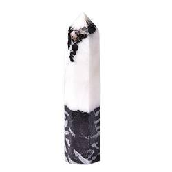 UIMWHAVG 1PC Natursteine ​​Crystal Point Tower Amethyst Rosenquarz Stein Obelisk Home Ornaments Naturstein (Color : Zebra Stone, Size : 60-70mm) von UIMWHAVG