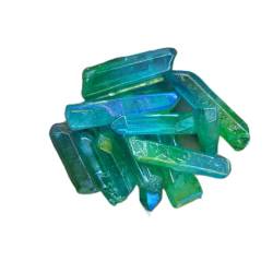 UIMWHAVG Natürliches Kristall-Rohexemplar, galvanisiertes grünes Titan-Aura-Lemurian-Kristallstab-Spitze, Kristallstein-Dekor, natürliche Quarzkristalle, Stein Naturstein (Size : 100g) von UIMWHAVG