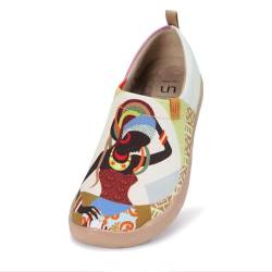 UIN Afrikanische Schönheit Bemalte Canvas Slip on Schuhe Damen Beige (40) von UIN