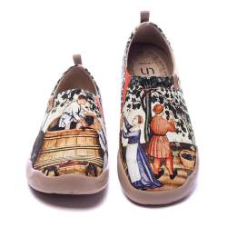 UIN Art Du Vin Damen Bequeme Reiseturnschuhe Mode gemalte Wanderschuhe Slip On Schuhe Canvas Mehrfarbig（41） von UIN