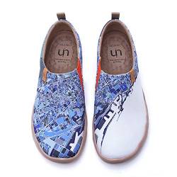 UIN Barcelona Herren Painted Slip On Schuhe Lässiger Fashional Sneaker Reiseschuhe Segelschuhe Canvas Blau(45) von UIN