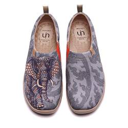UIN Chang Thai Herren Wanderschuhe Bemalte Painted Slip On Schuhe Lässiger Fashional Sneaker Reiseschuhe Segelschuhe Canvas Grau（42） von UIN