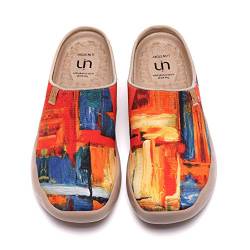 UIN Color Zone Slipper Herren Hausschuhe Wanderschuhe Bemalte Painted Slip On Schuhe Lässiger Fashional Sneaker Reiseschuhe Segelschuhe Canvas Mehrfarbig(43) von UIN